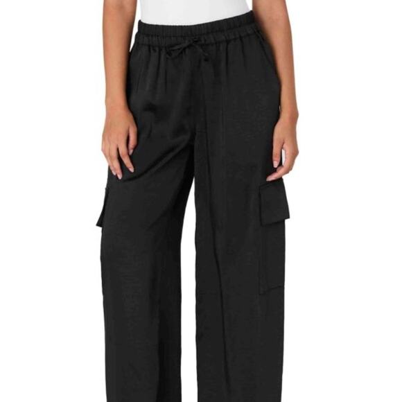 French Connection Pants - FRENCH CONNECTION Women's Chloetta Satin Black Cargo Pants XS NWT